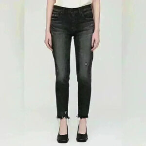 Moussy Vintage Black Distressed Diana Skinny Denim Jeans Frayed Size 24